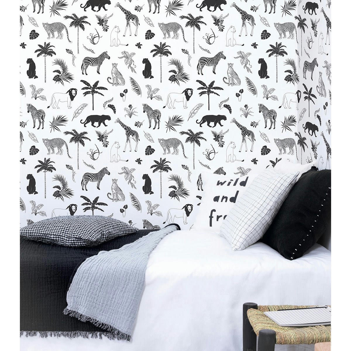 BLACK MAJIK - Papier peint animals mix blanc