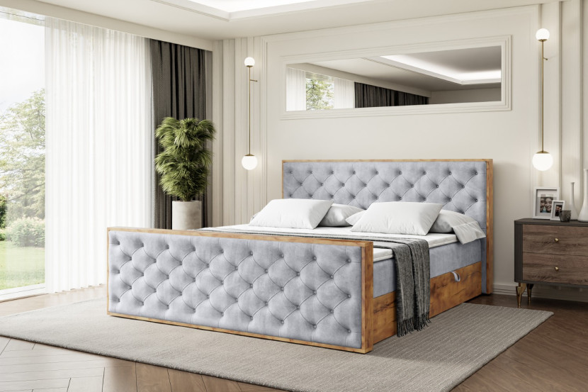 Łóżko kontynentalne z pojemnikiem i materacem H3 - LOLLI3-Z - 120x200 cm