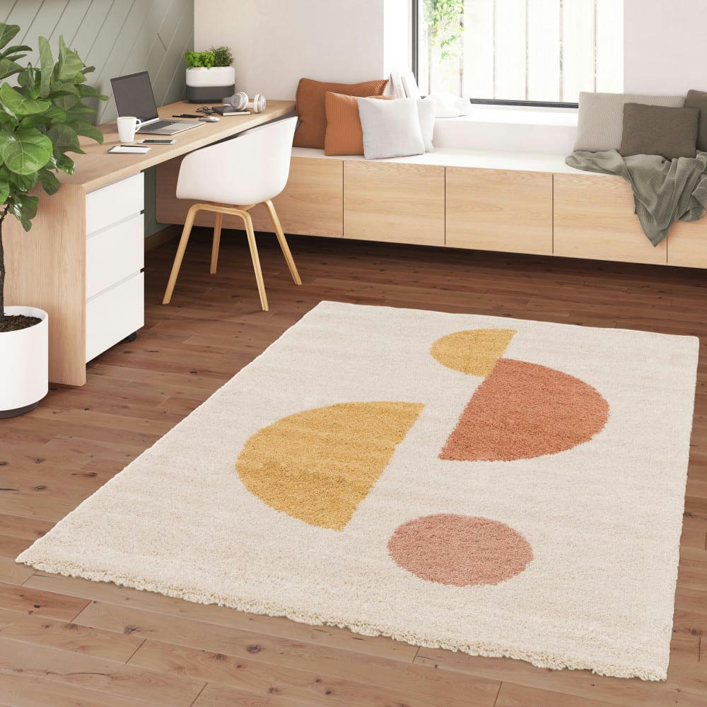 LOXTON - Tapis contemporain à motif géométrique ecru 160x230 cm