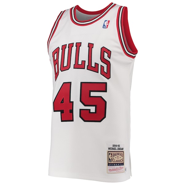 Men's Chicago Bulls Michael Jordan White 1994-95 Hardwood Classics Authentic Player Jersey