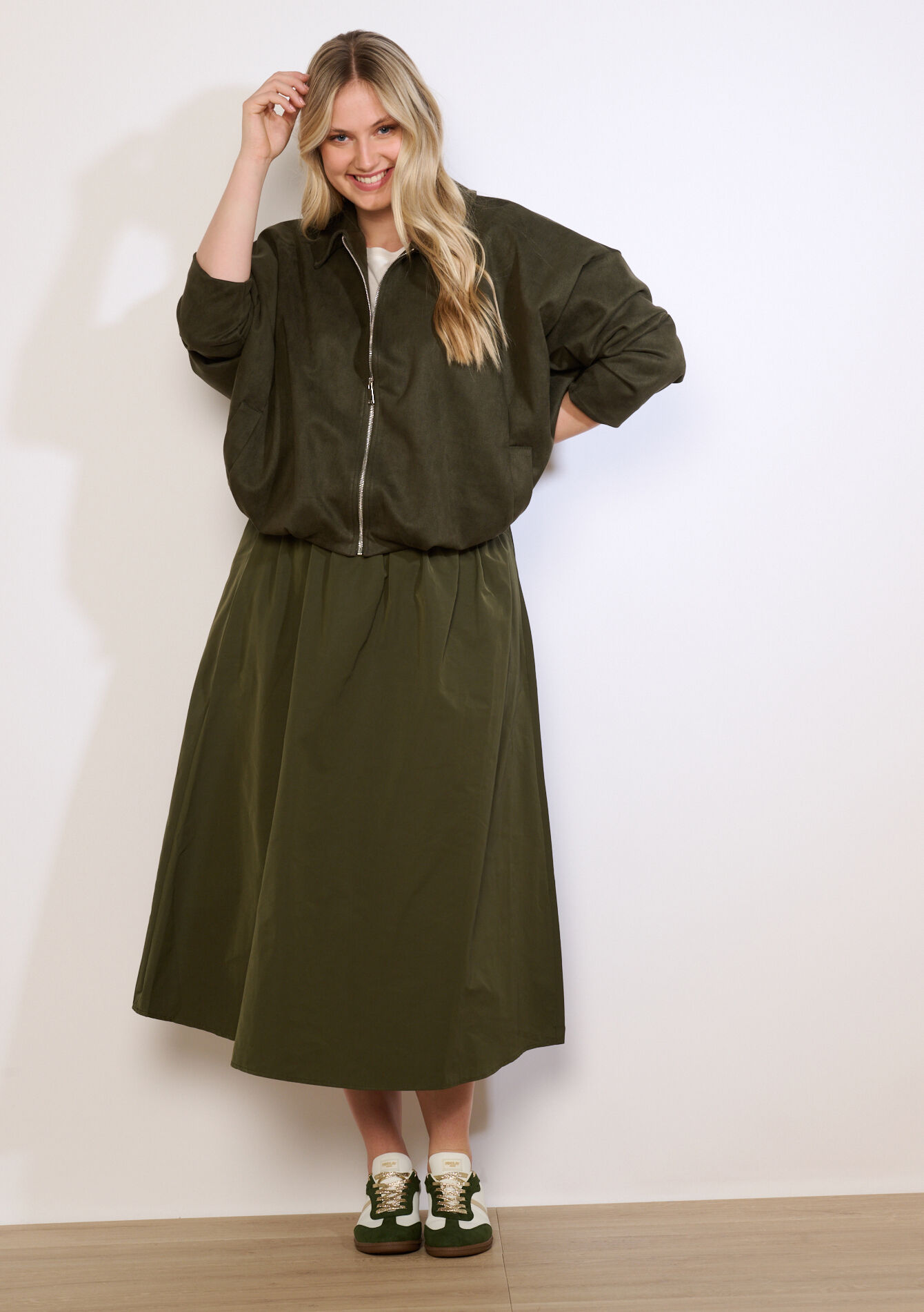 Oversized bomber met rits
