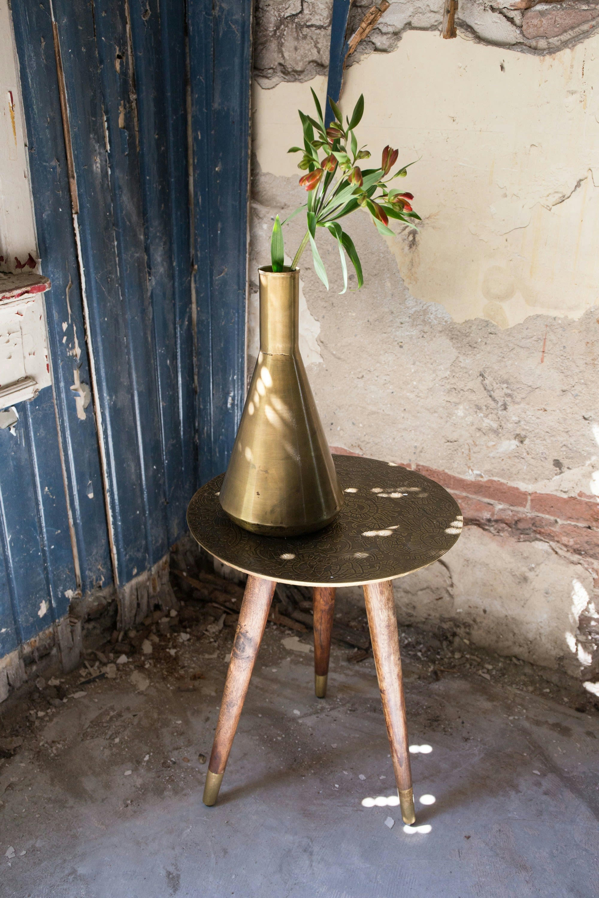 HARI - Vase slim en laiton doré