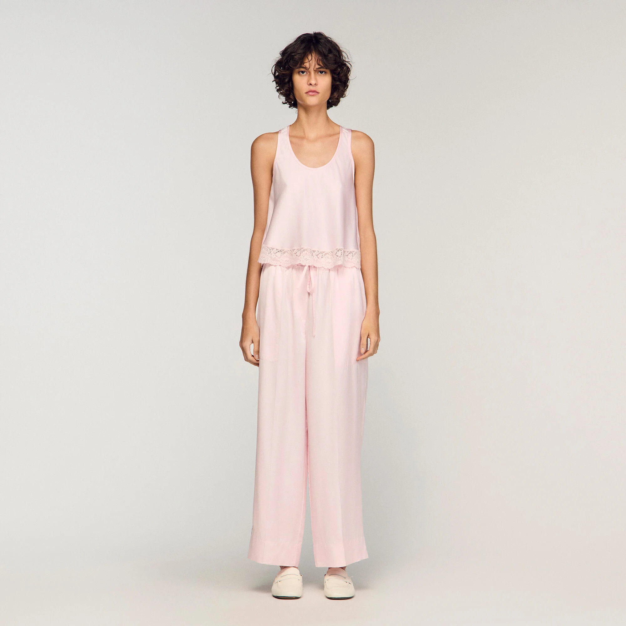Pantalon large satiné
