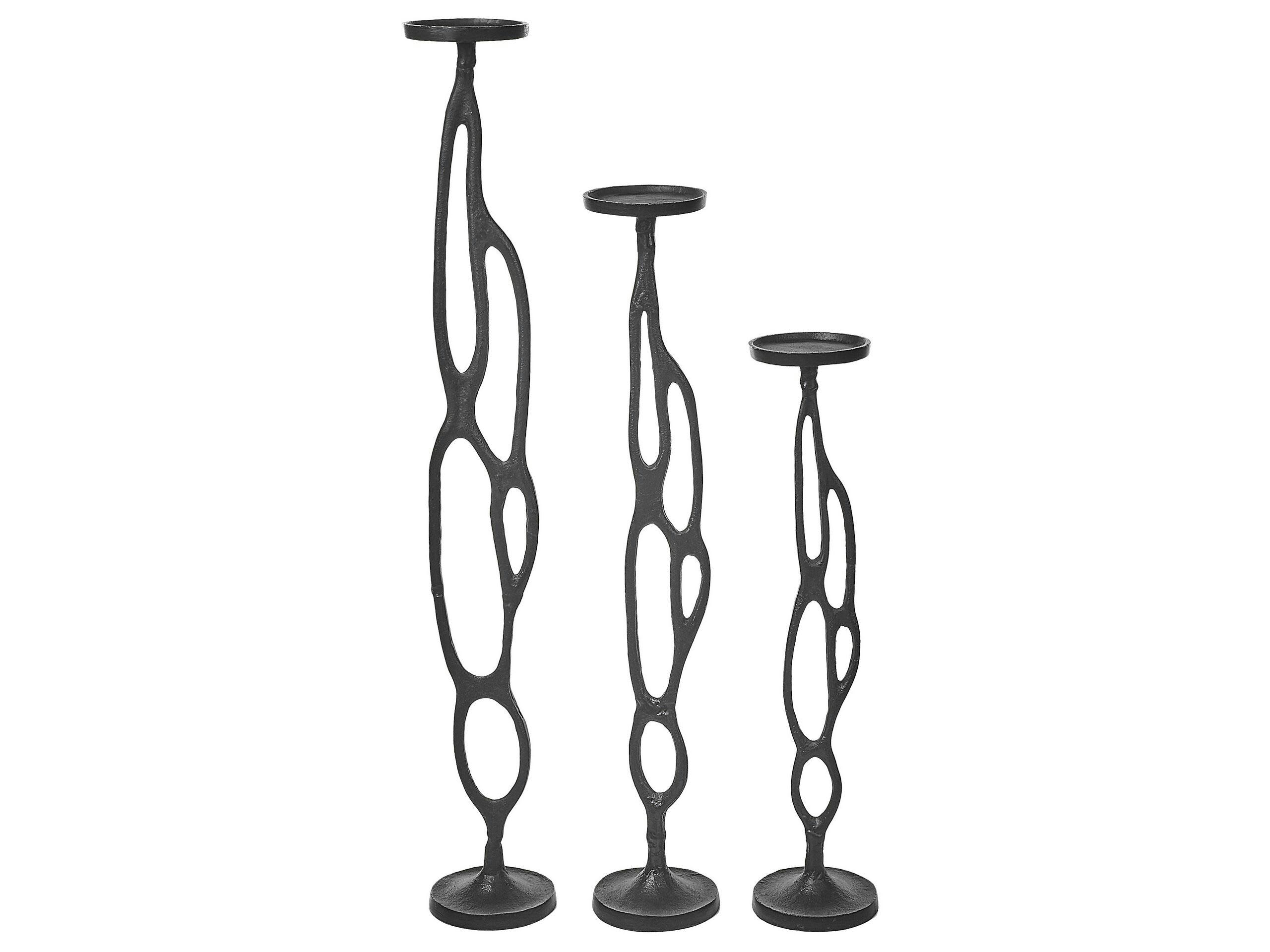 BUNI - Lot de 3 bougeoirs noirs 54 68 84 cm
