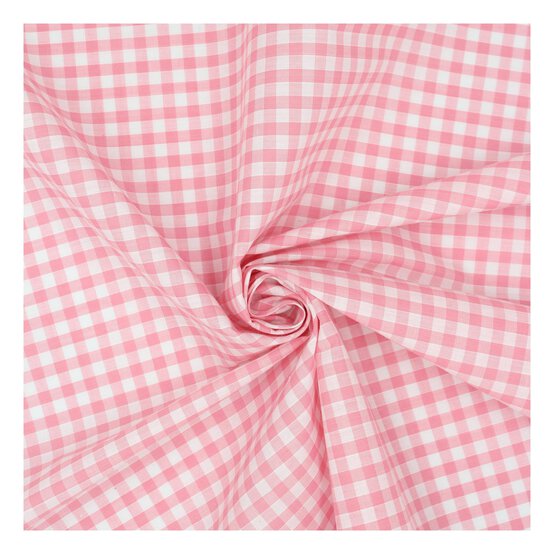 Pink 1/4 Gingham Fabric by the Metre