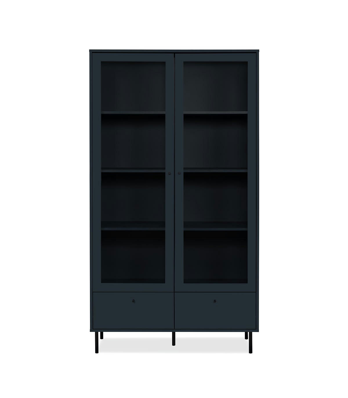 BOGOTA - Vitrine 2 portes vitrées et 2 tiroirs bleu marine - H183 cm