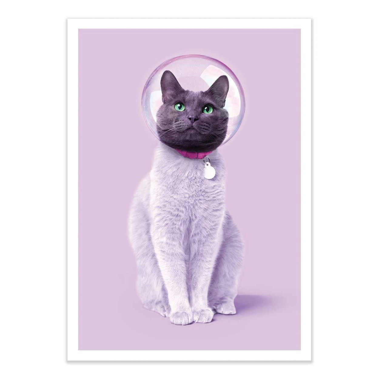 PAUL FUENTES - SPACE CAT - Affiche d'art 50 x 70 cm