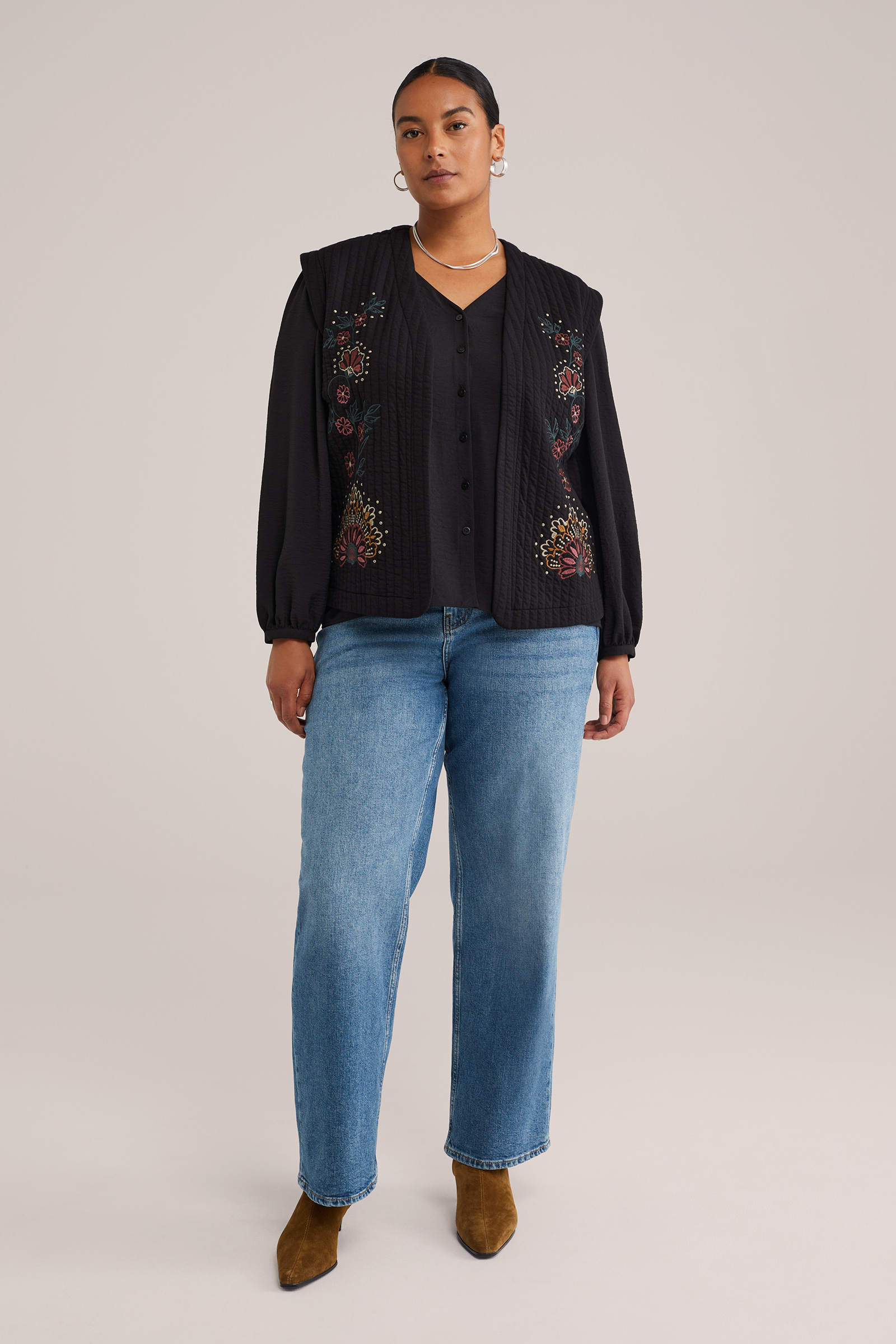 Dames Regular fit gilet met embroideries - Curve