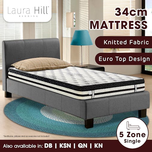 NNEDPE Laura Hill Single Mattresswith Euro Top - 34cm