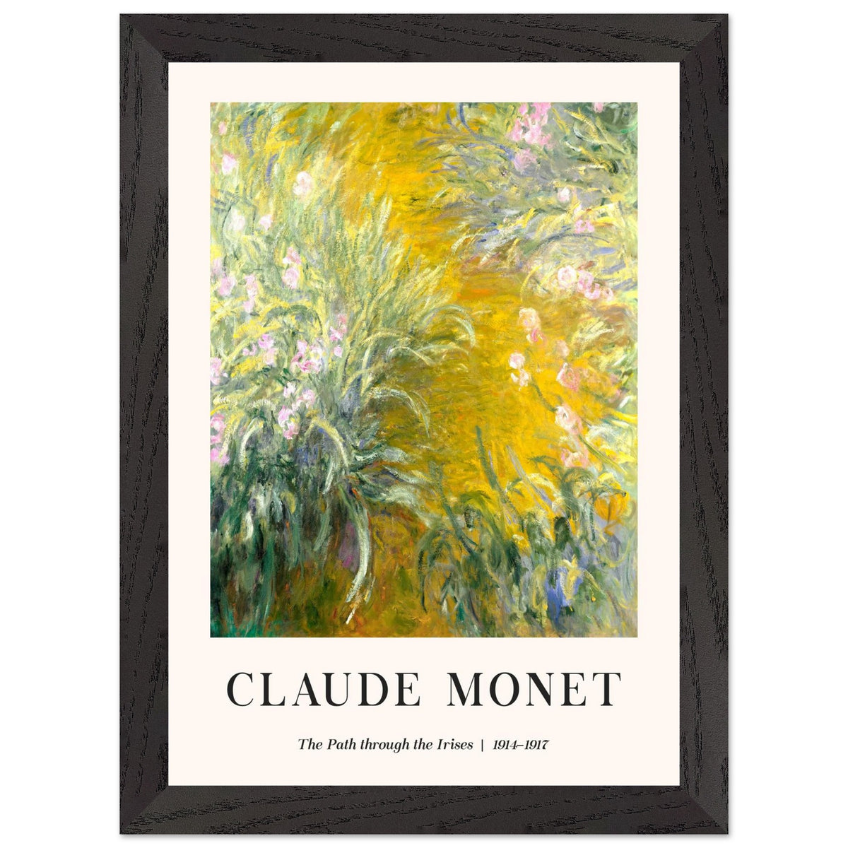 Artfulprints Poster met Lijst Claude Monet - The path through the irisis  - A4 21x29.7 cm - Groen