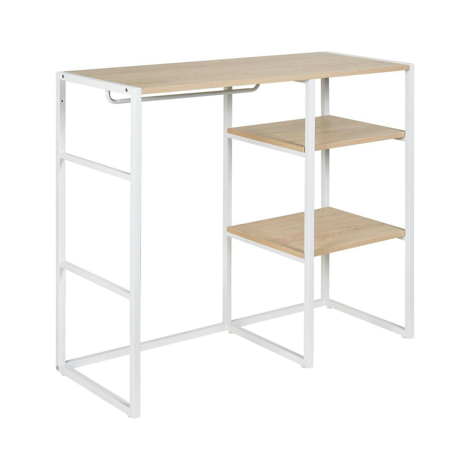 KADRA - Portant vêtements sous combles bois et métal blanc  étagères +penderie