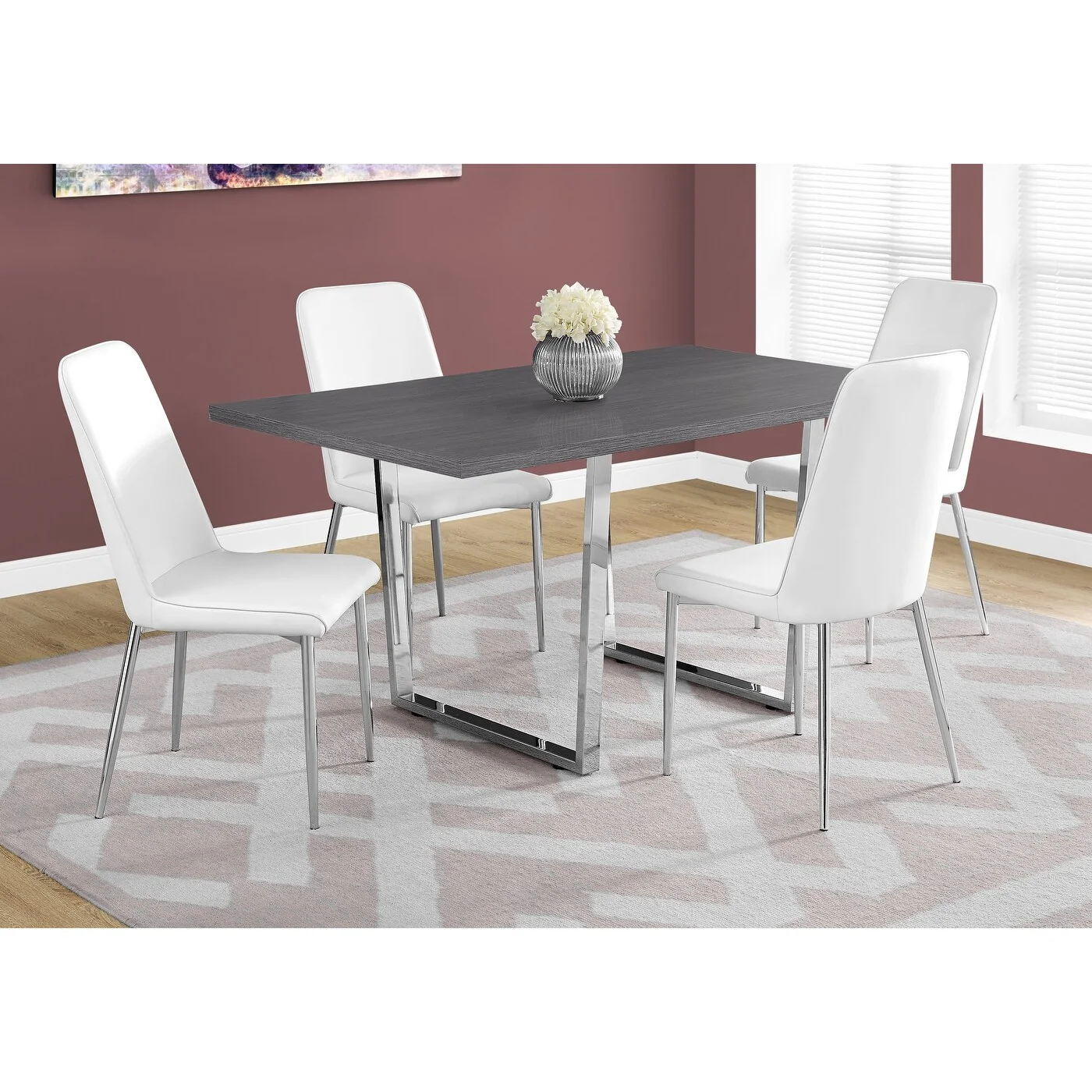 Dining Table, Rectangular, Kitchen, Dining Room, Chrome Metal