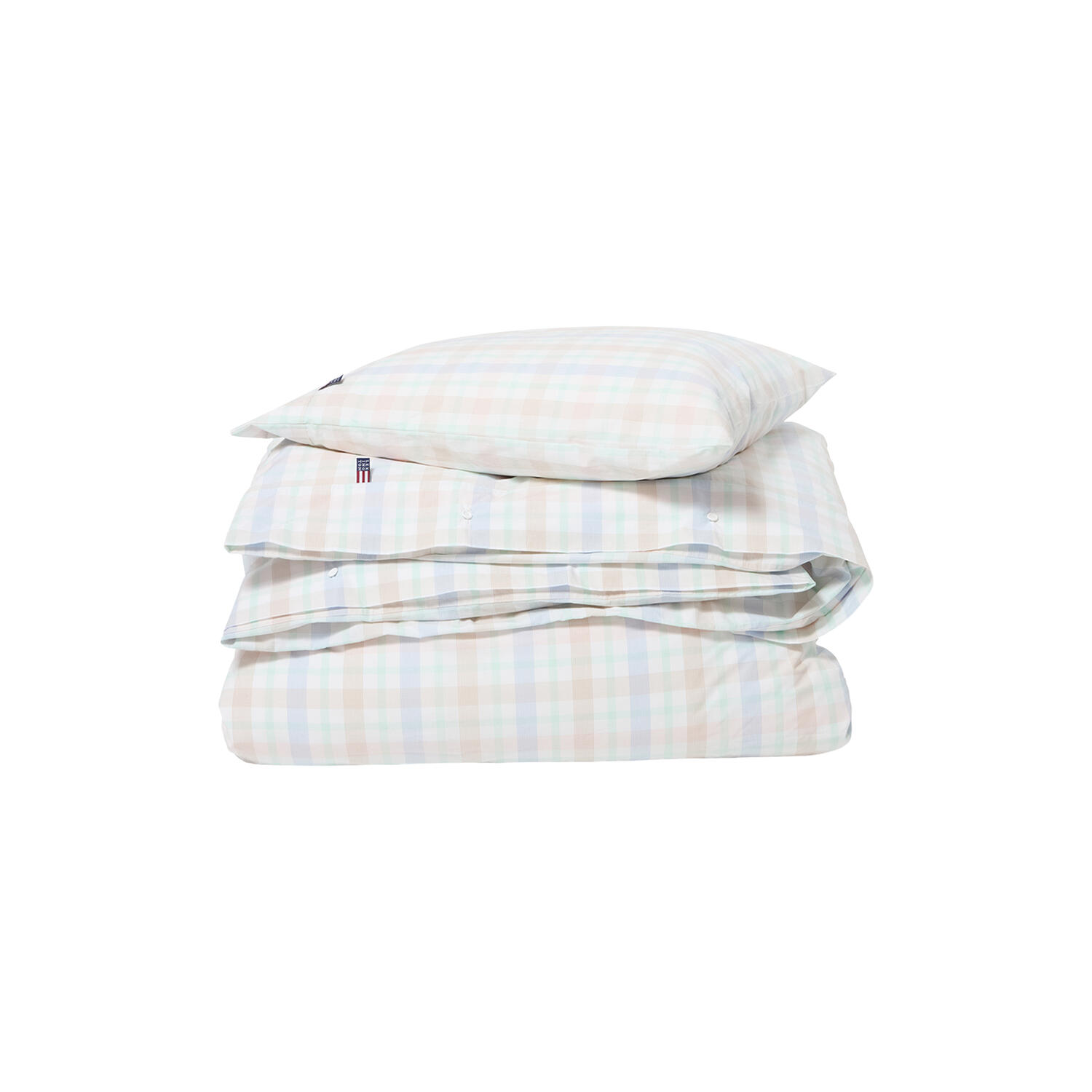 Checked Cotton Percale Bed Set, multi