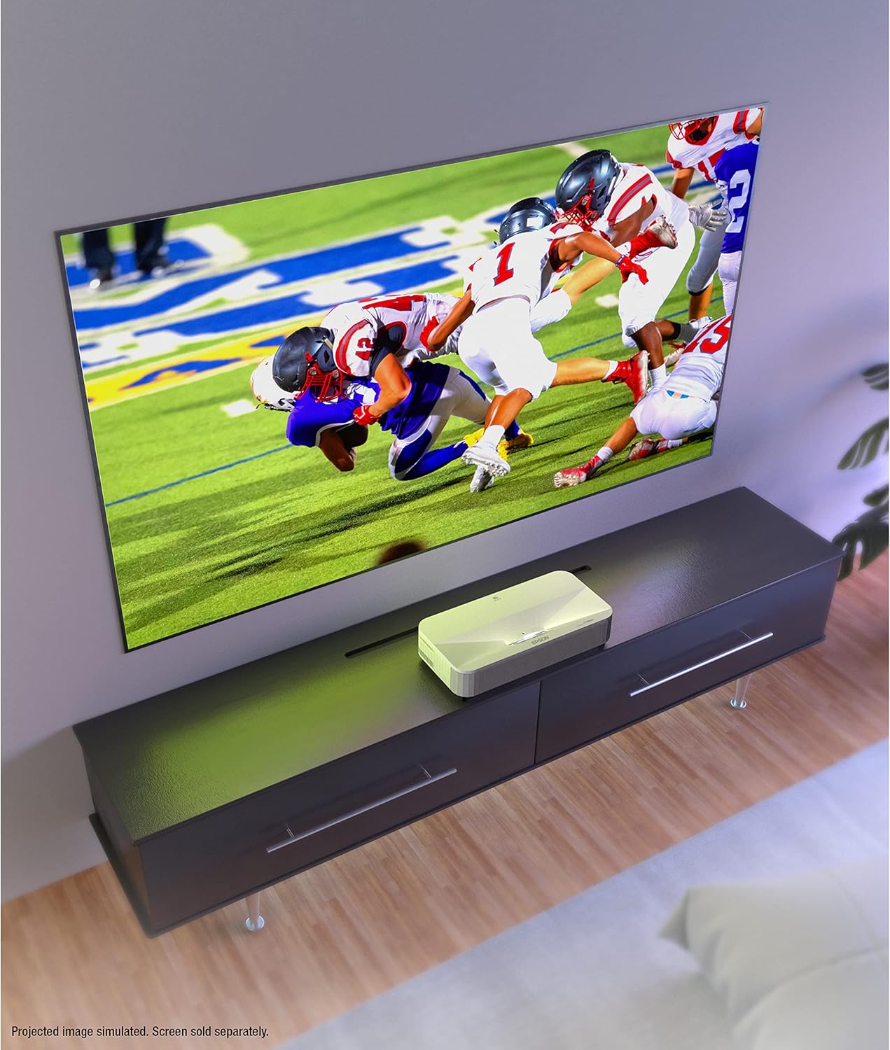 Epson EpiqVision Ultra LS800 Ultra Short Throw 3-Chip 3LCD Smart Streaming Laser Projector  4 000 Lumens  4K PRO-UHD  HDR  150 Class  Android TV  2.1ch Yamaha Built-in Speakers - White (Renewed)