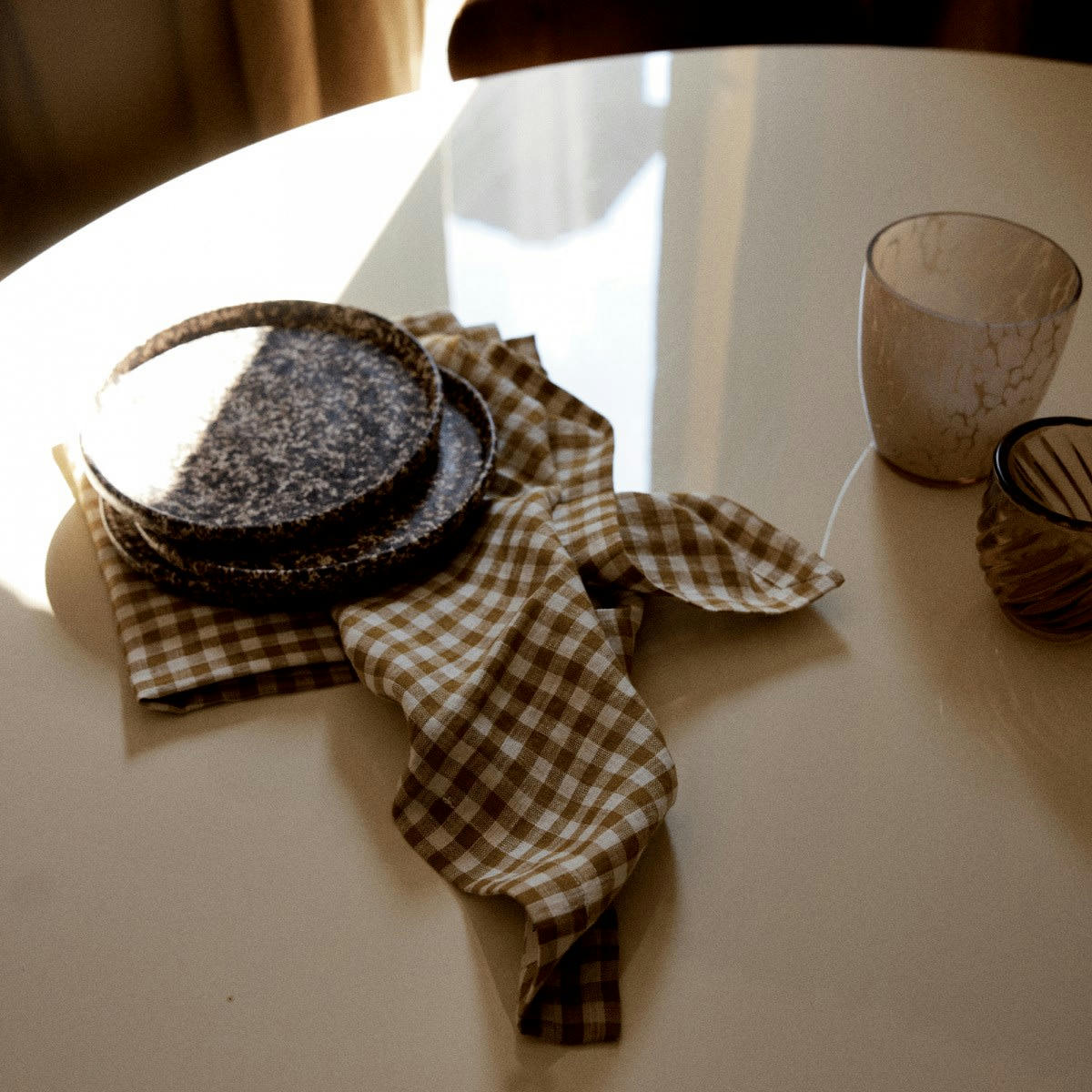 HÔTEL PARTICULIER - Serviette en lin lavé vichy jaune 45x45