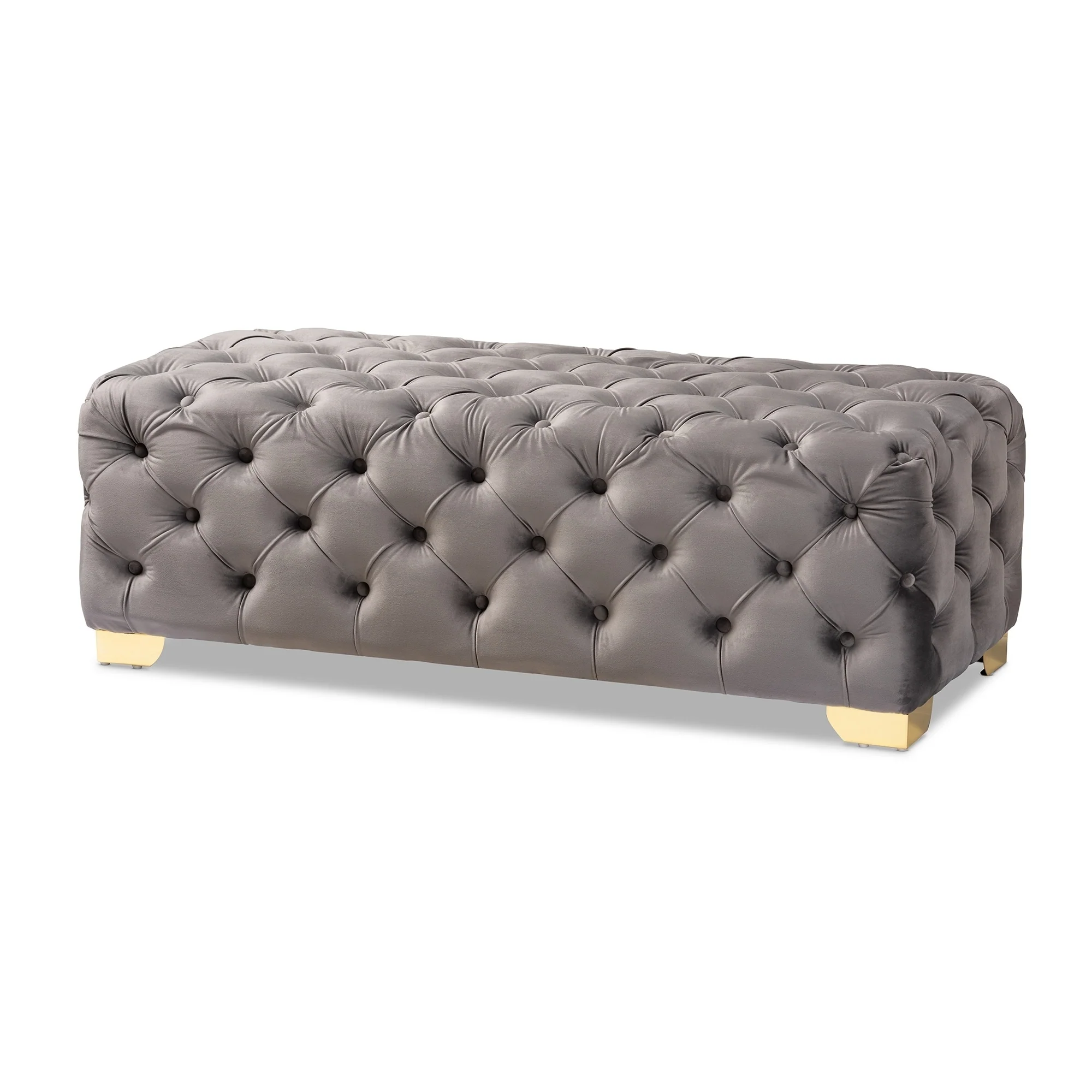 Gracewood Hollow Solanki Velvet Fabric Ottoman Bench
