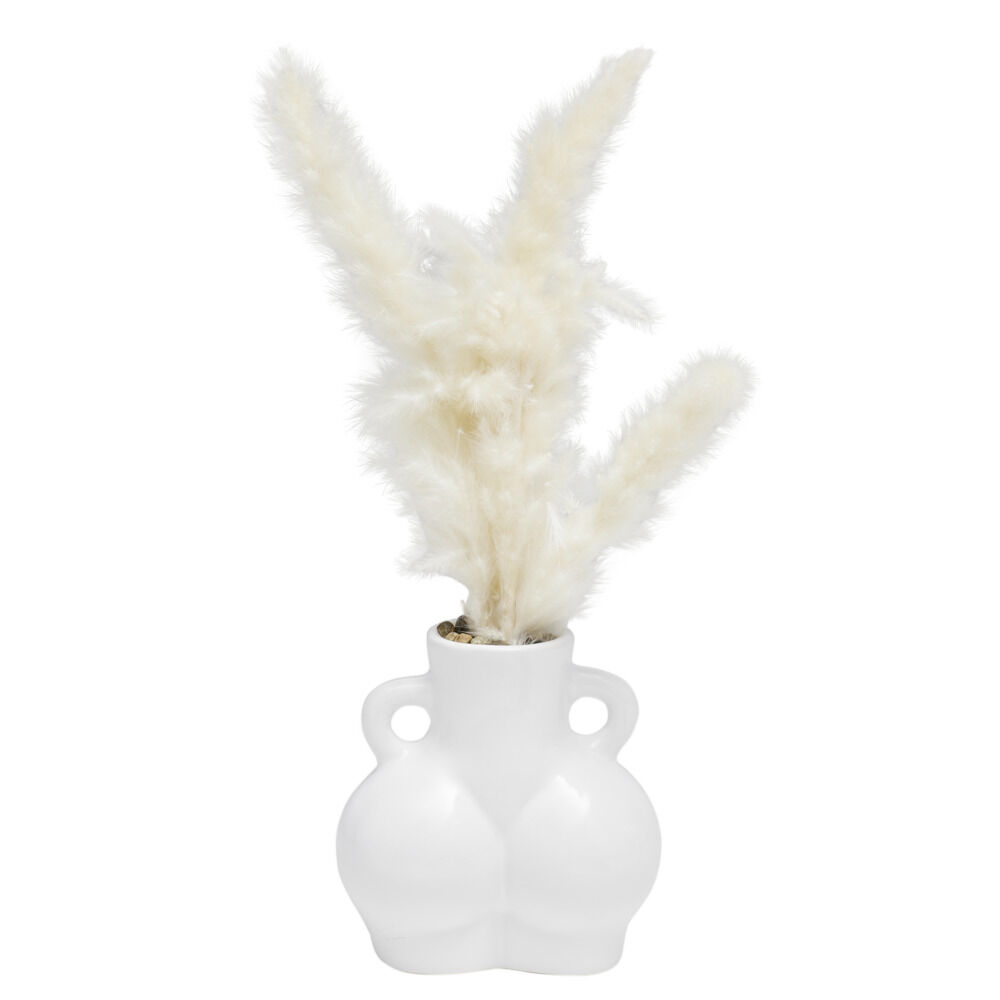 Vase en céramique silhouette femme avec tige pampa Ø11xH6,5cm