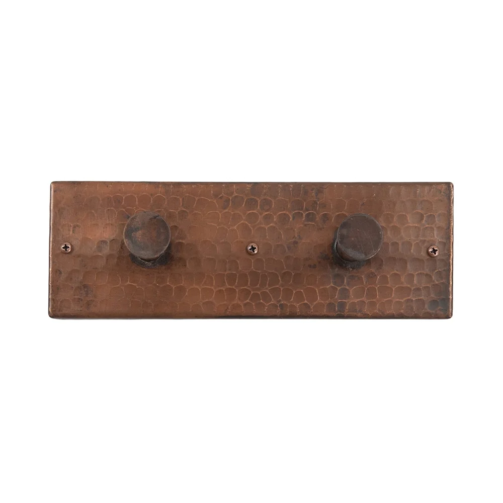Hammered Copper Double Robe/Towel Hook in in Oil Rubbed Bronze (RH2)
