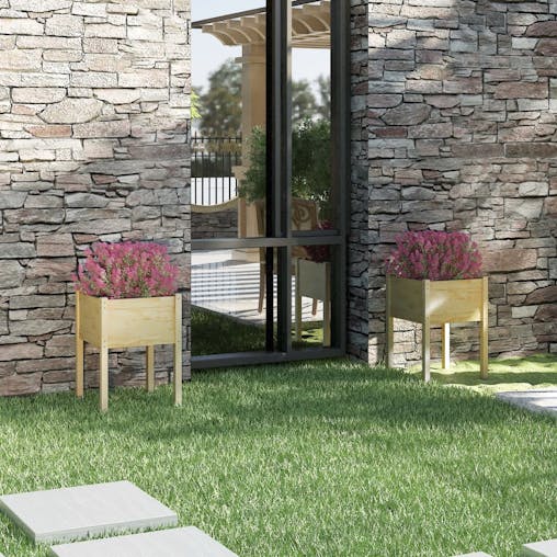 NNEVL Garden Planters 2 pcs 50x50x70 cm Solid Pinewood
