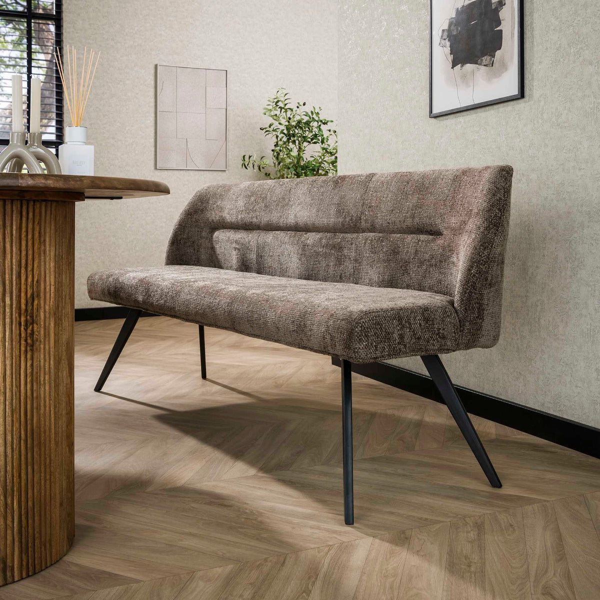 Fraaai - Diego eetkamerbank geweven 188 cm - taupe