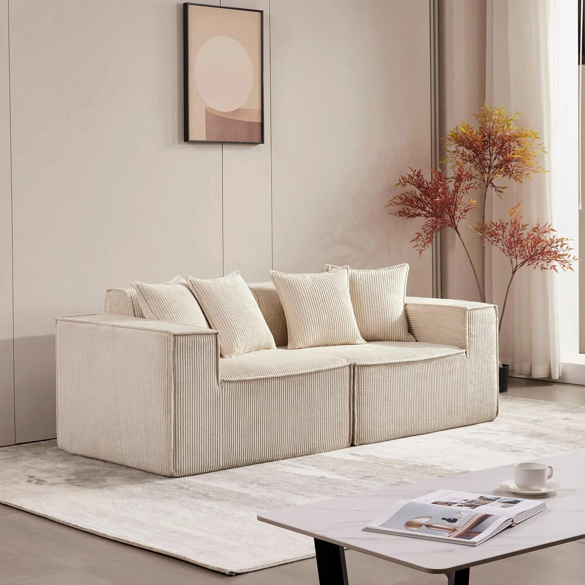 78.74 Modern Modular Loveseat Sofa with High-Density Foam