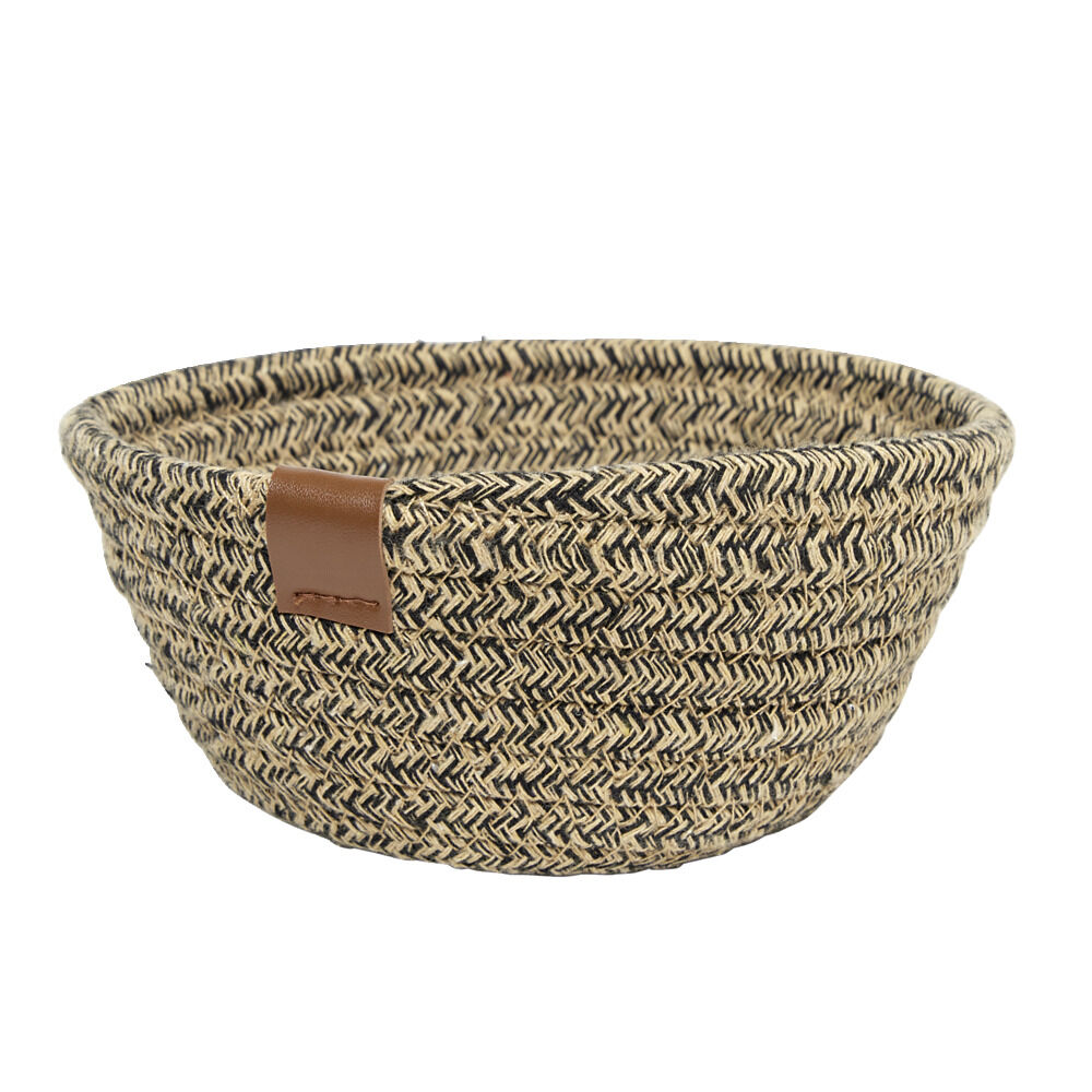 Panière ronde coton tressé marron Ø16xH7cm