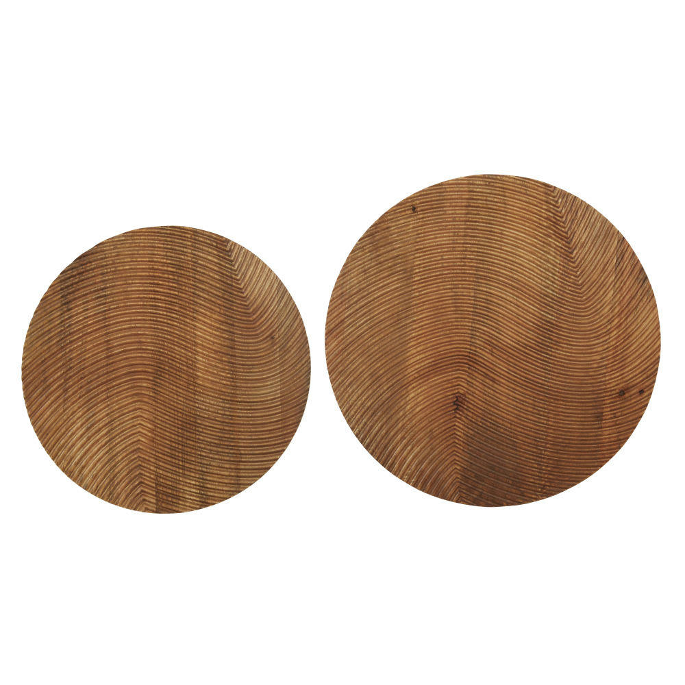 SUMAK - Déco murales cercles en bois de manguier gravé (x2) D80