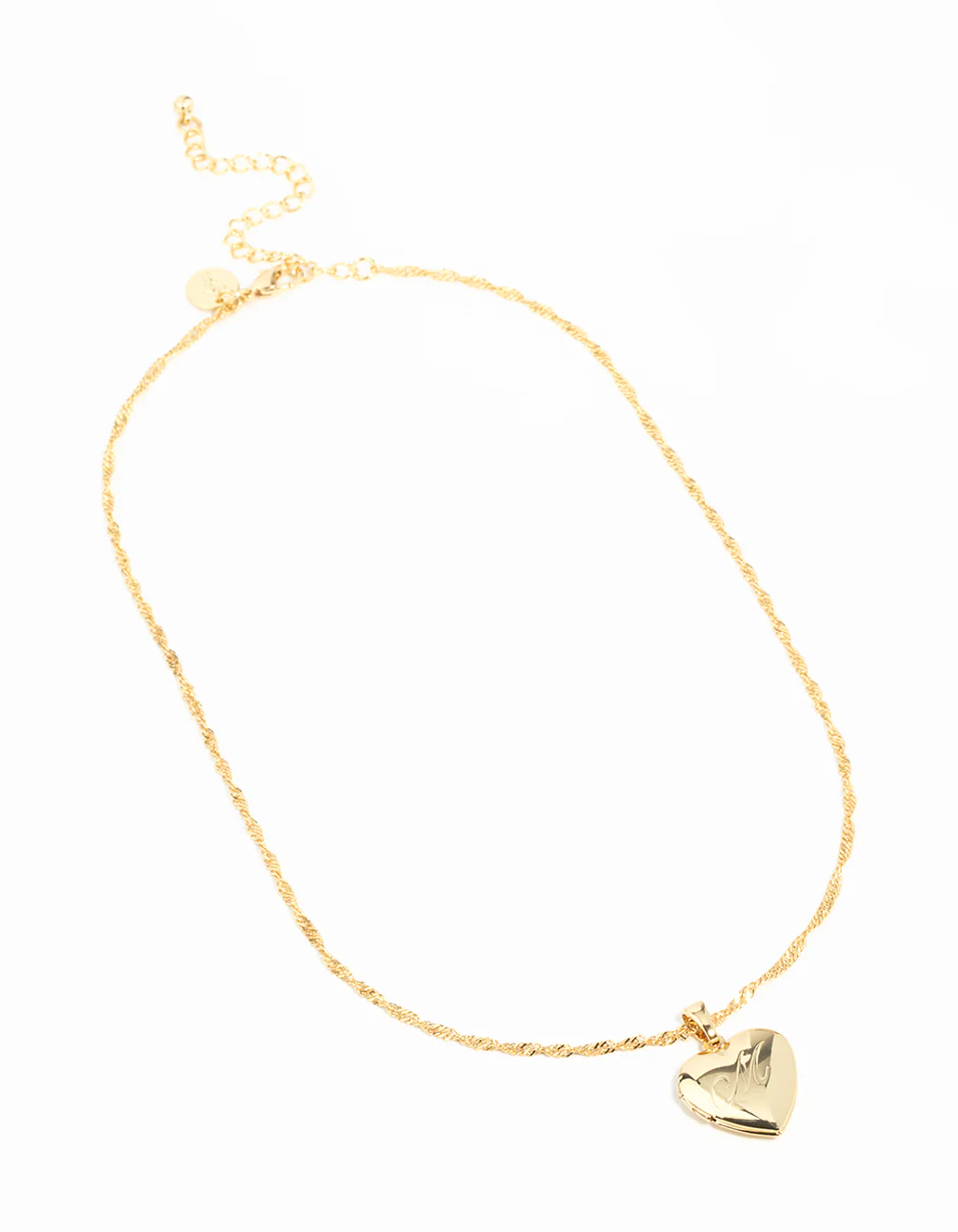Gold Plated M Heart Locket Necklace