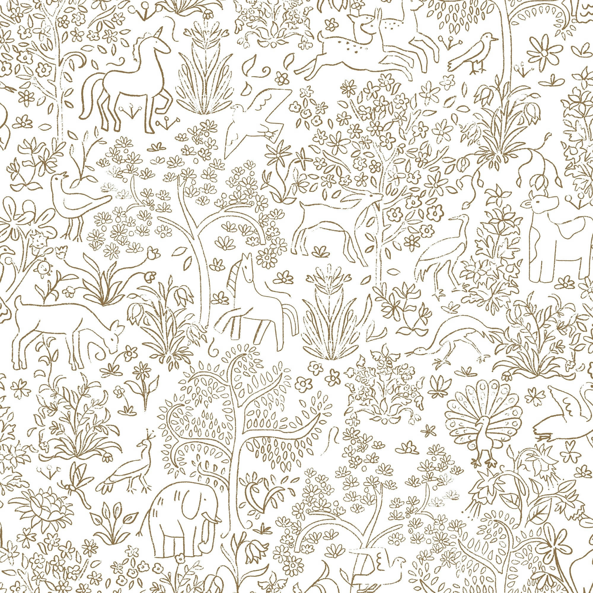 - papier peint forêt magique ocre 1005x52cm