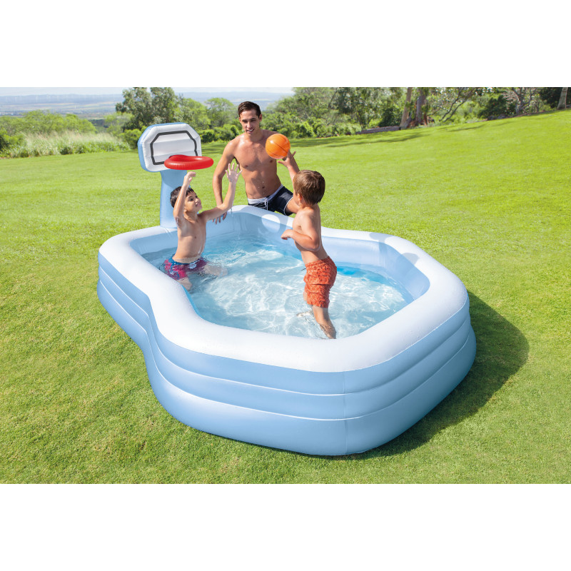 Piscine gonflable avec panier de basket 257 x 188 x 130 cm INTEX