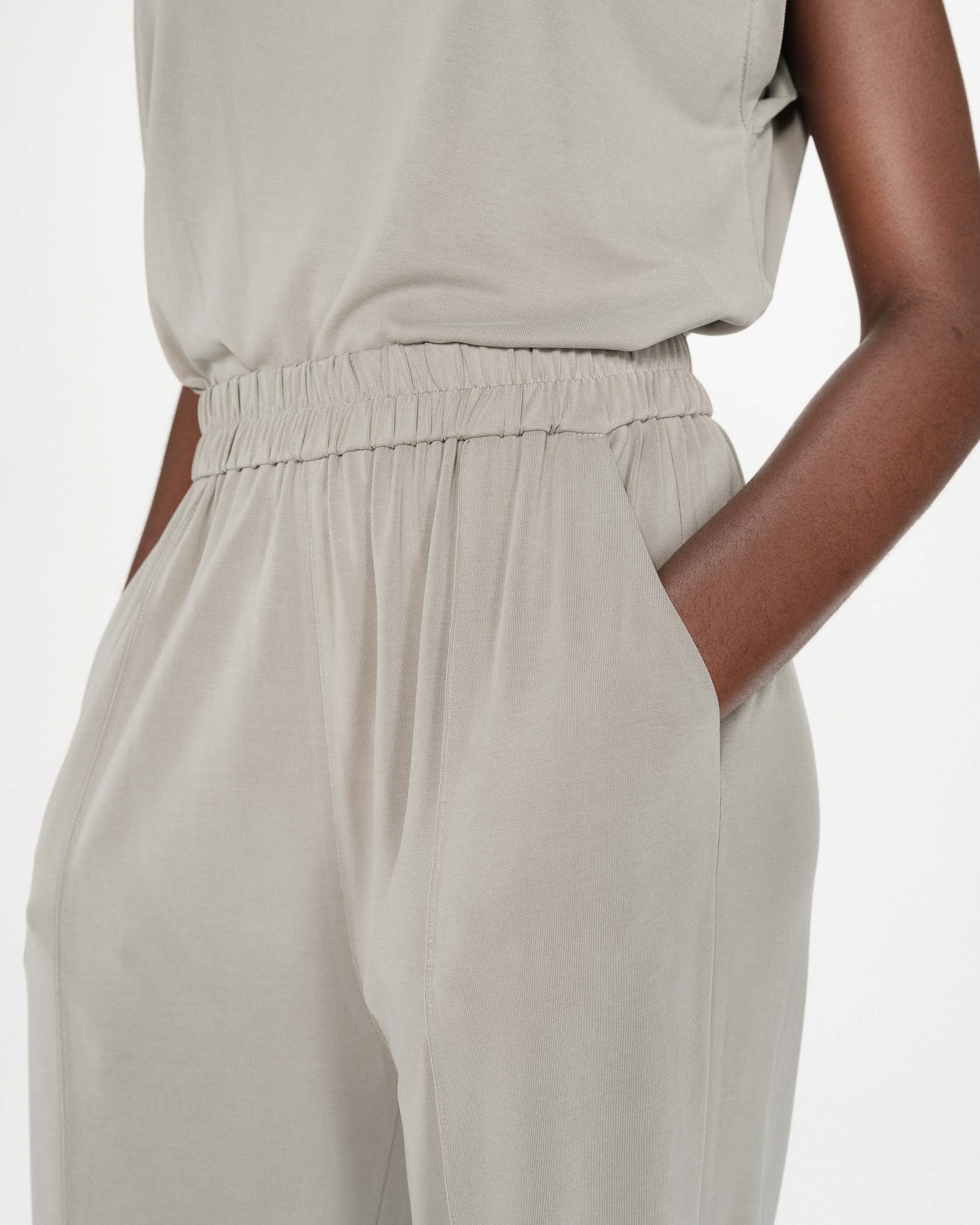Pantalon en modal jambe large kaki Pax