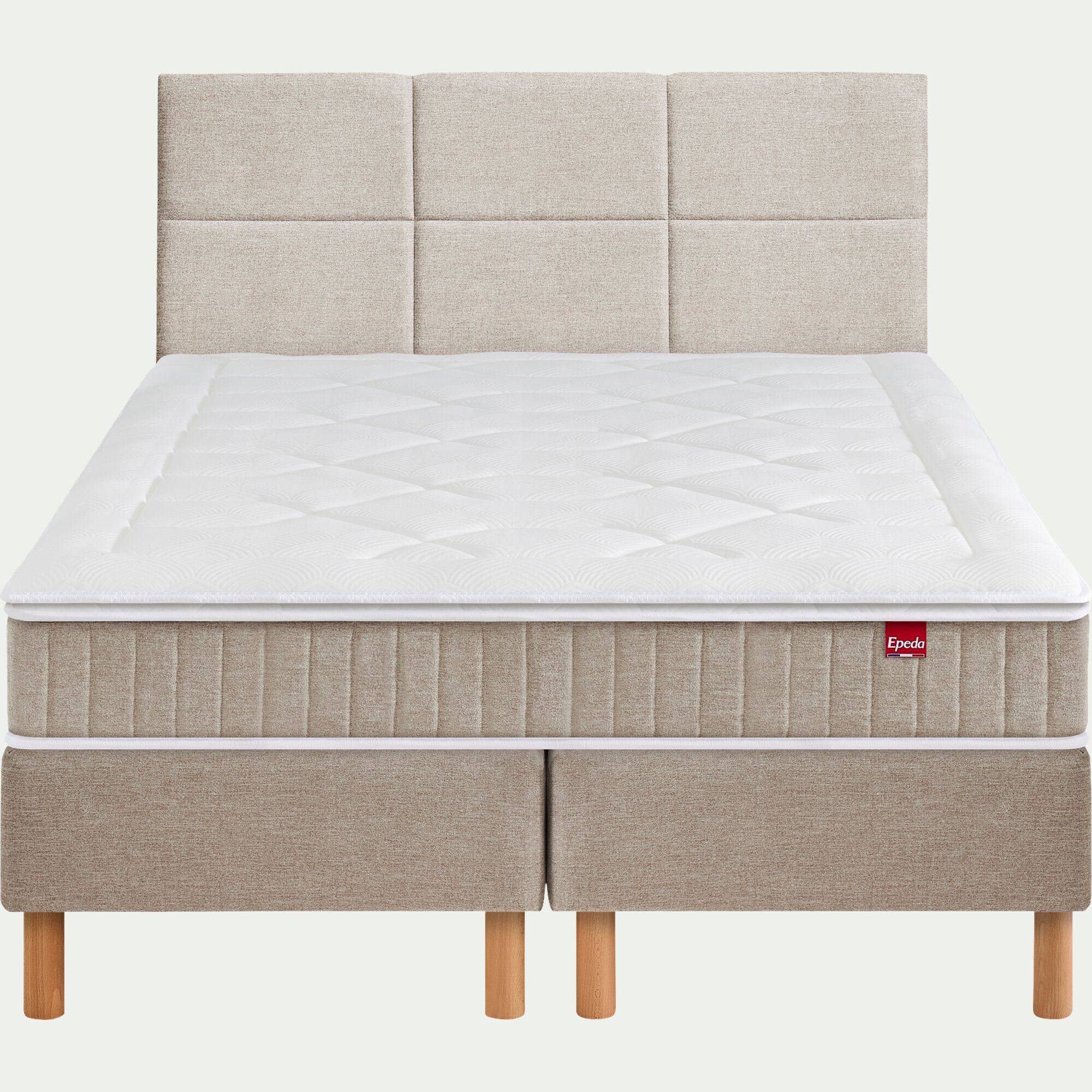 BOHO - Ensemble matelas ressorts sommier ferme Epeda H68cm 2x80x200cm - grège