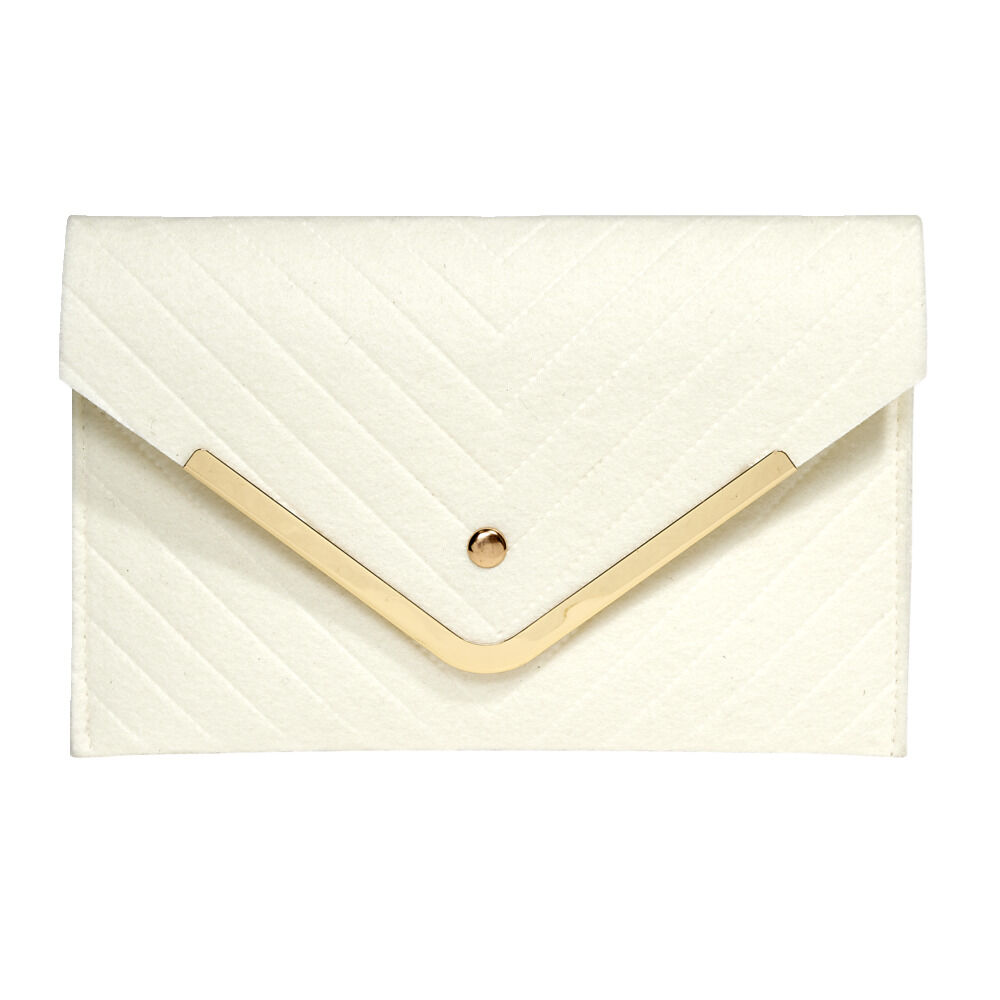 Sac pochette femme feutrine effet croco 25x16cm - 2 modèles noir ou ou blanc