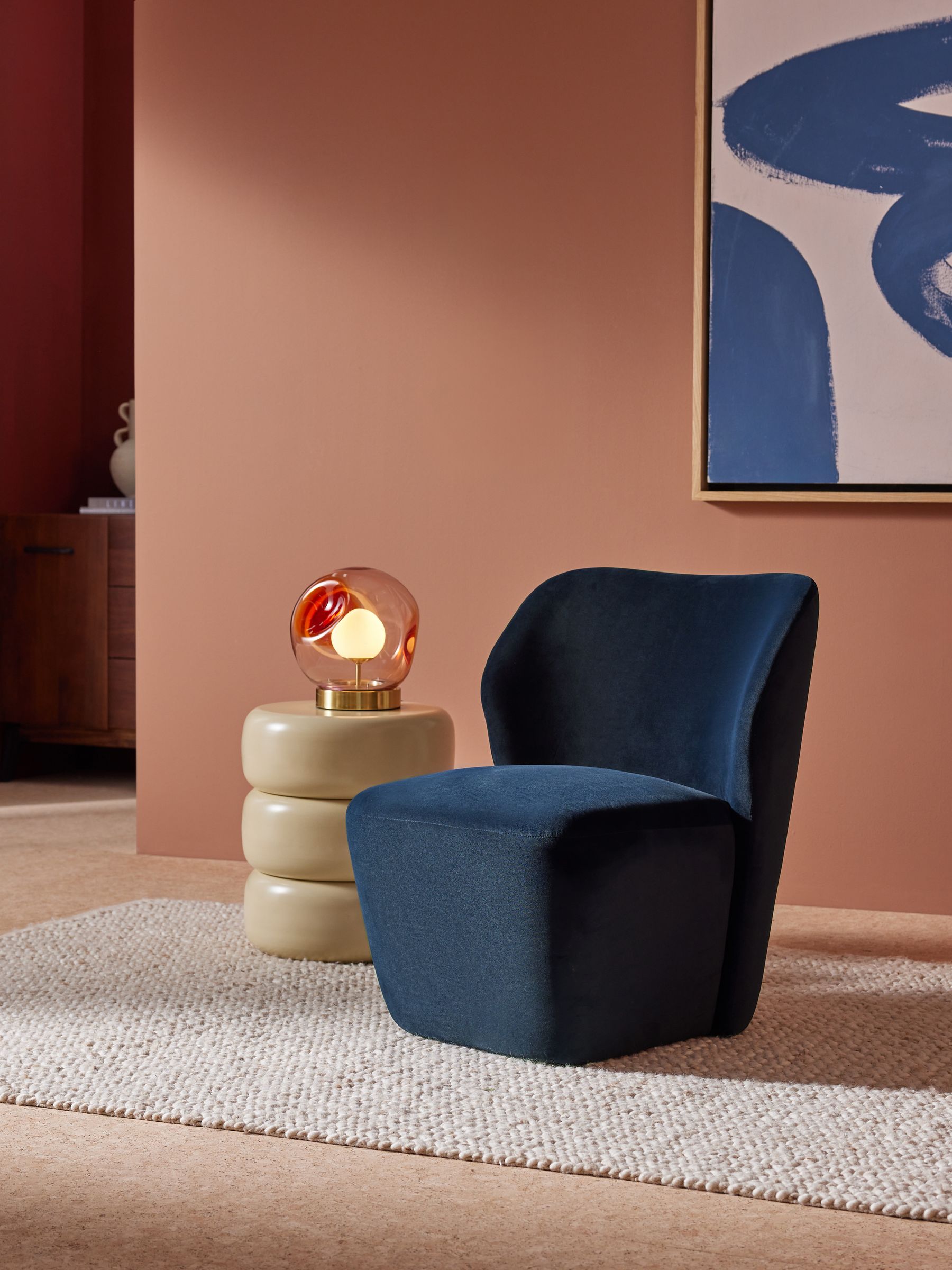 Topeka Accent Chair in Midnight Navy Blue Velvet