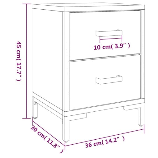 NNEVL Bedside Cabinet Black 36x30x45 cm Solid Recycled Pinewood
