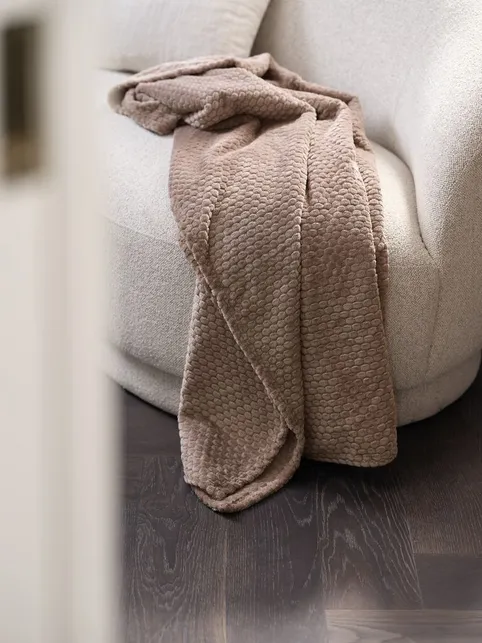 Fleeceplaid ROSENVIAL 130x160 mørkt sand