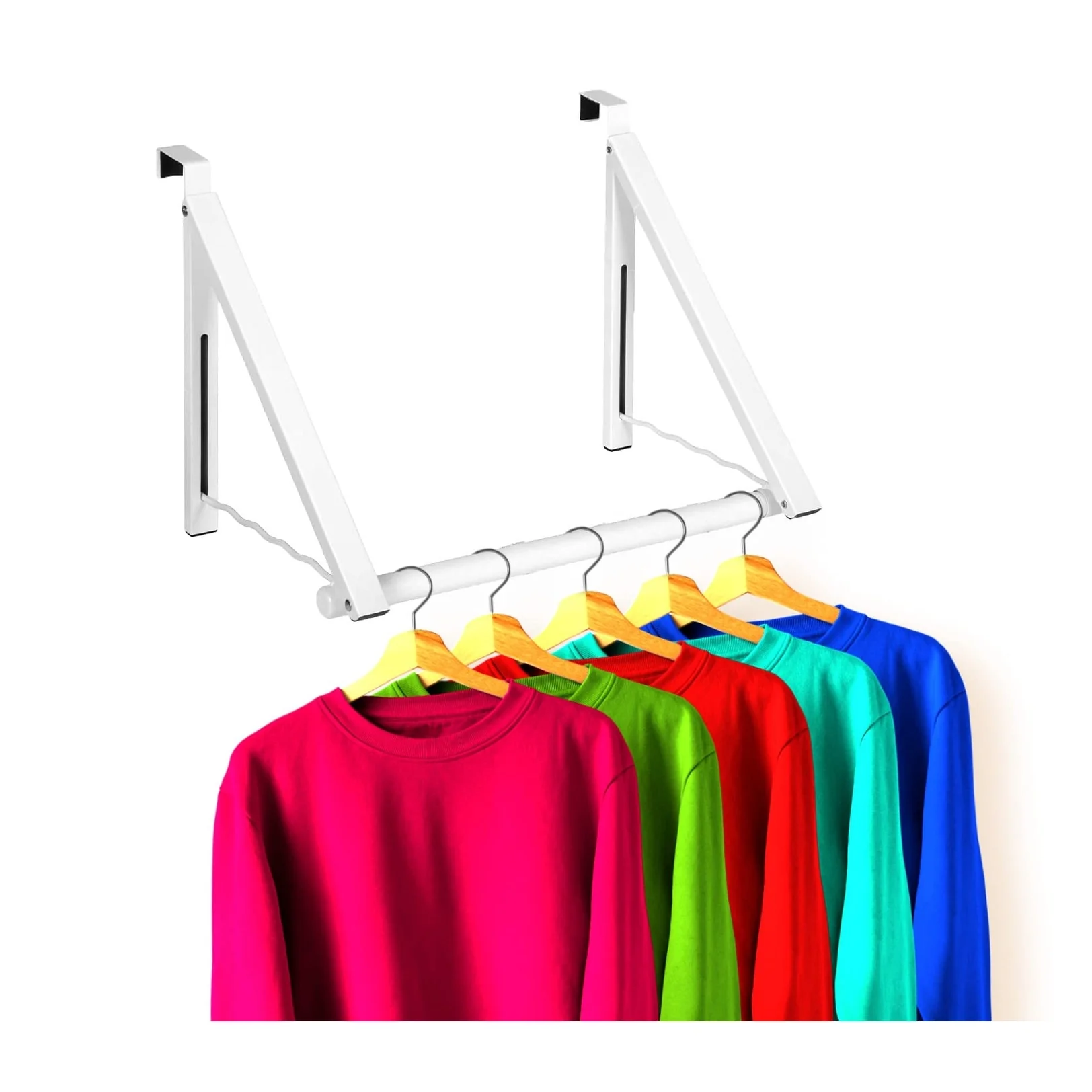 Over The Door Closet Valet -Expandable and Collapsible Hanging Rack Organizer Bracket, White