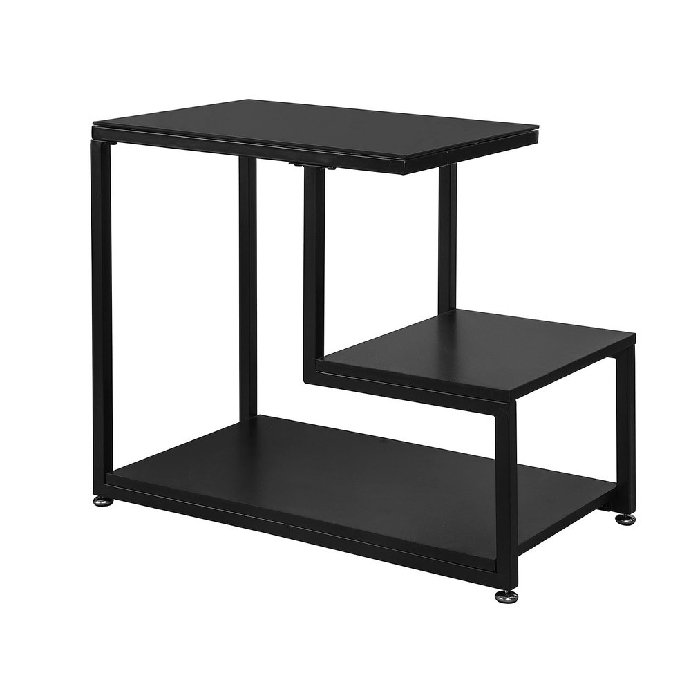 SoBuy Stolik kawowy z dwiema półkami Czarny 65x35x55cm FBT65-SCH