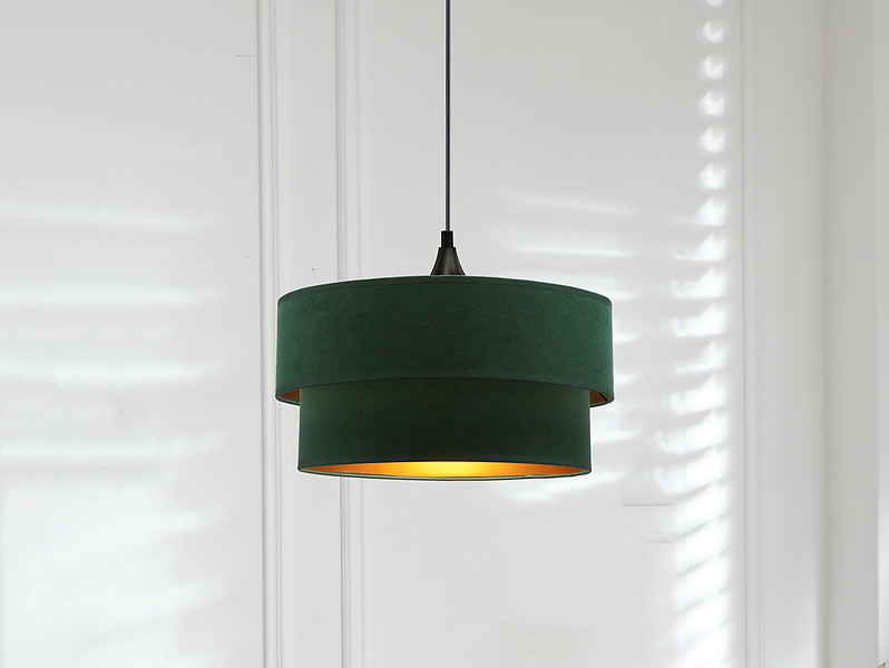 Lampa wisząca Scopello tkaninowa zielona
