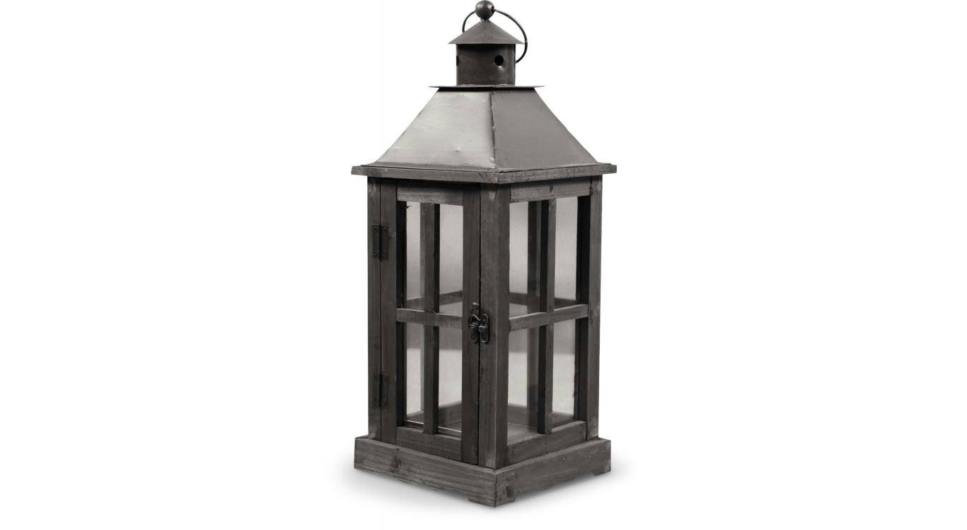 - Lanterne Bois Marron 19x19x47cm