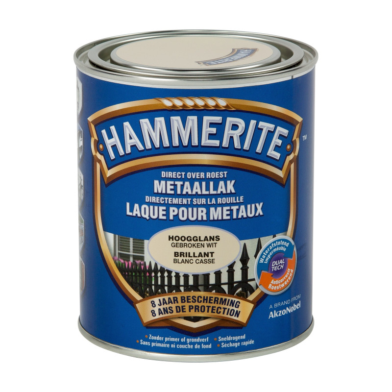 Laque antirouille pour métaux blanc cassé brillante 0,7 L HAMMERITE