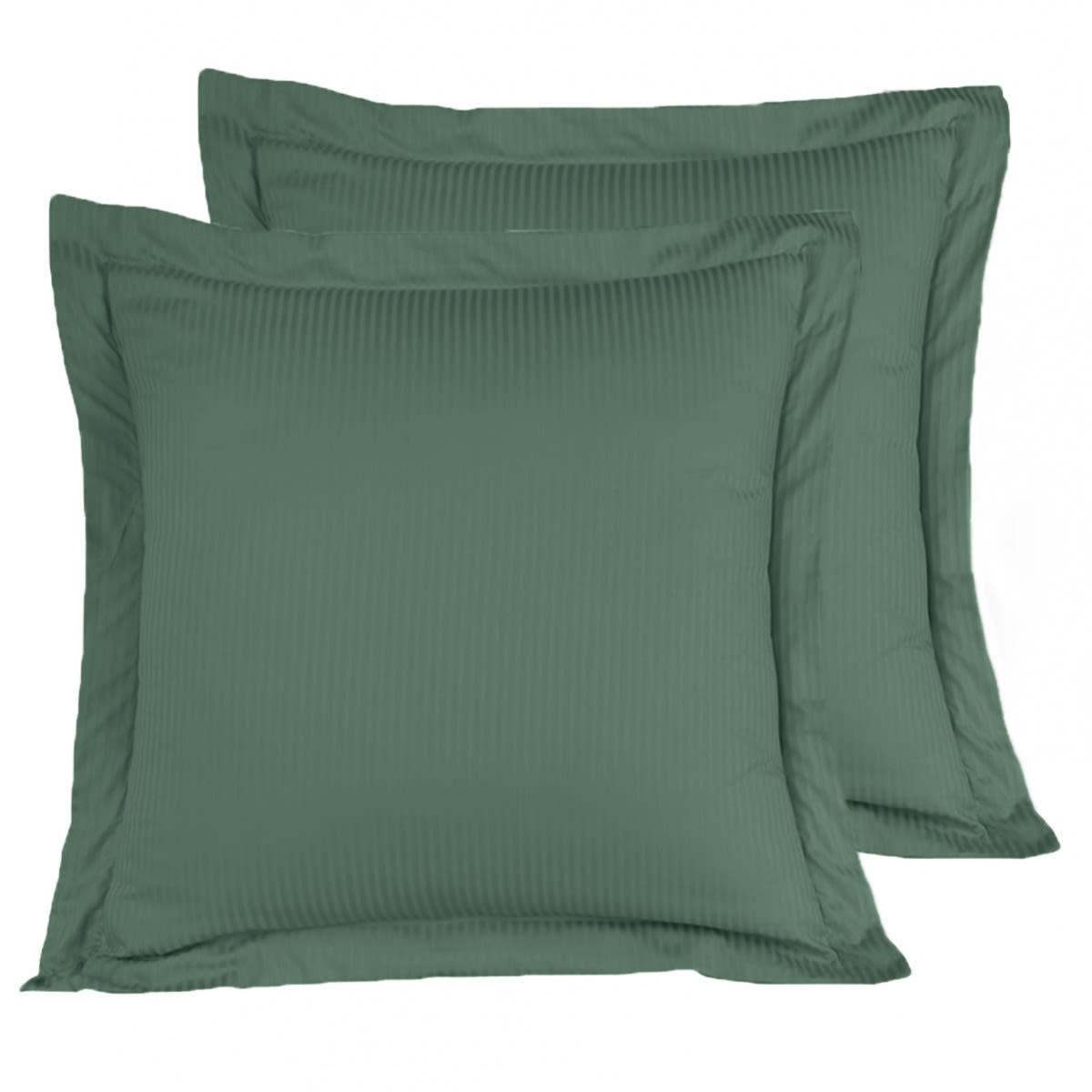 VERSAILLES - 2 taies d'oreiller rayées en satin de coton Eucalyptus 65x65 cm