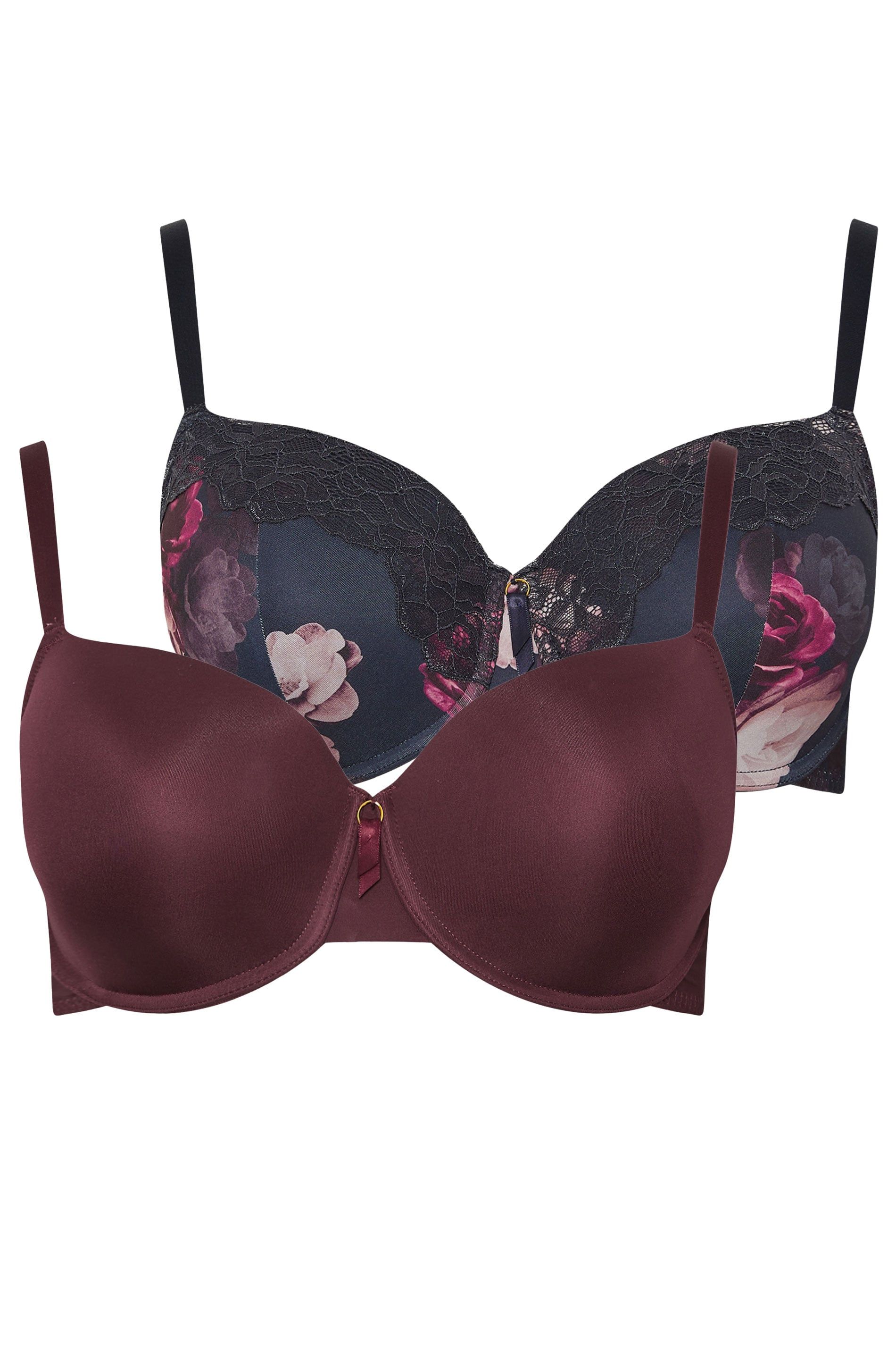 Yours 2 Pack Floral Print T-Shirt Bras