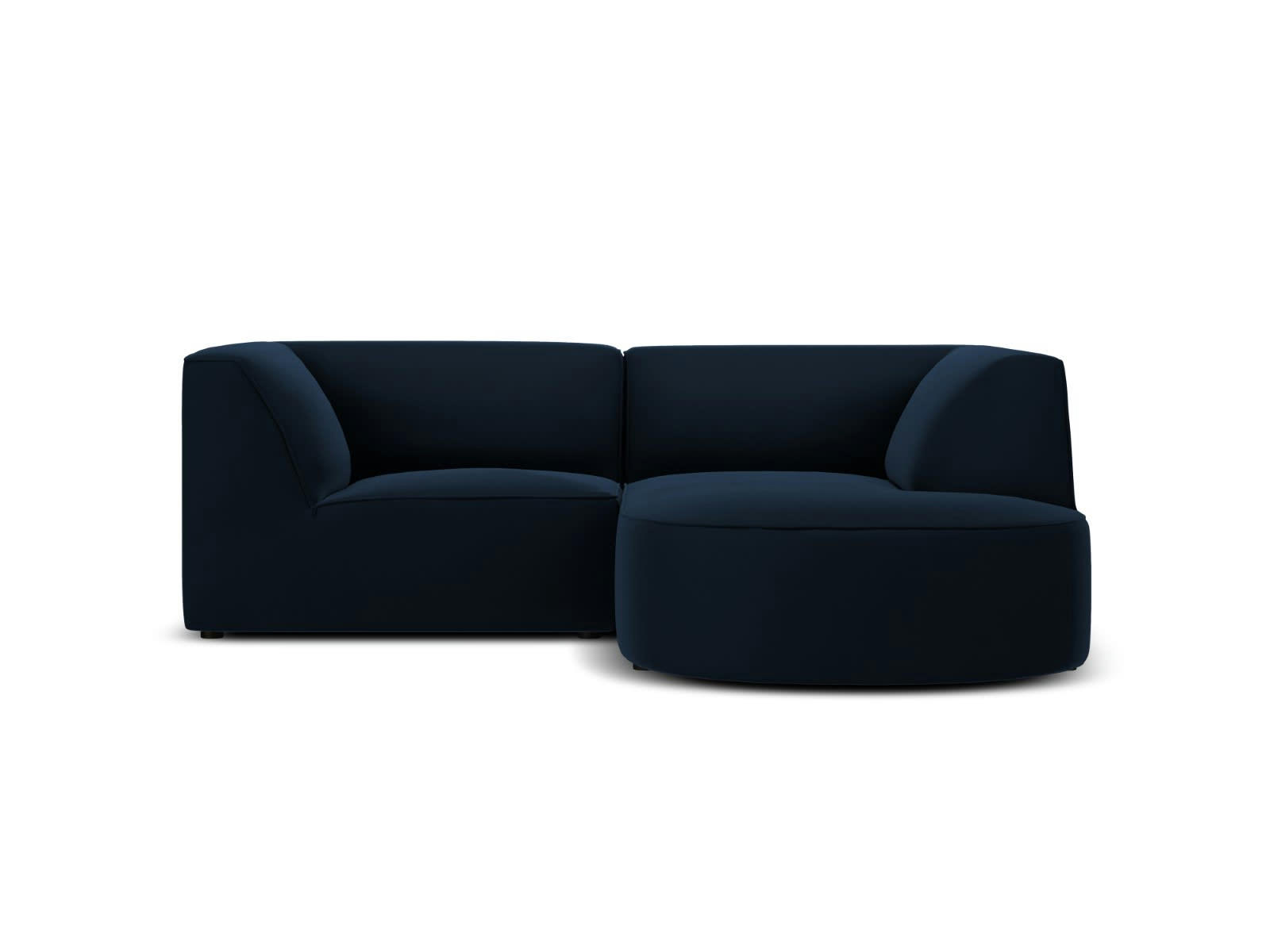 CHARLES - Canapé D'Angle Droit 3 places en Velours Bleu Foncé