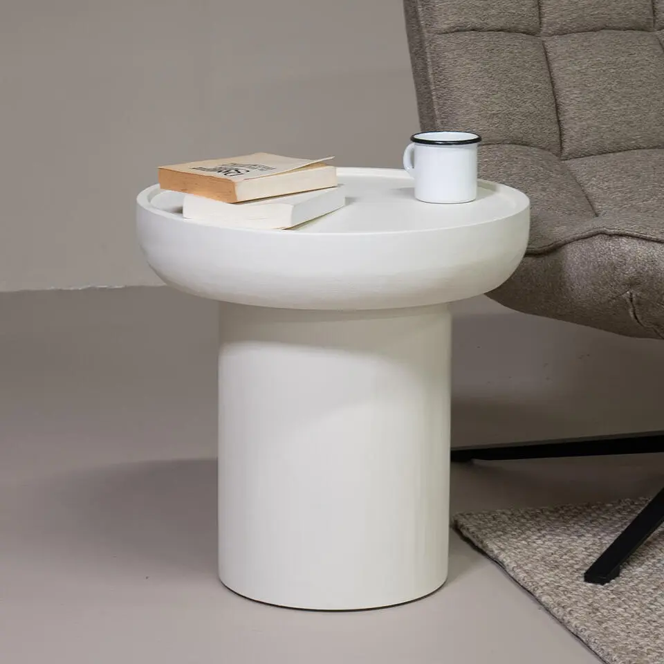 Salontafel Rond 50cm - Beige Beton Cir&eacute; - Japandi - Joyce