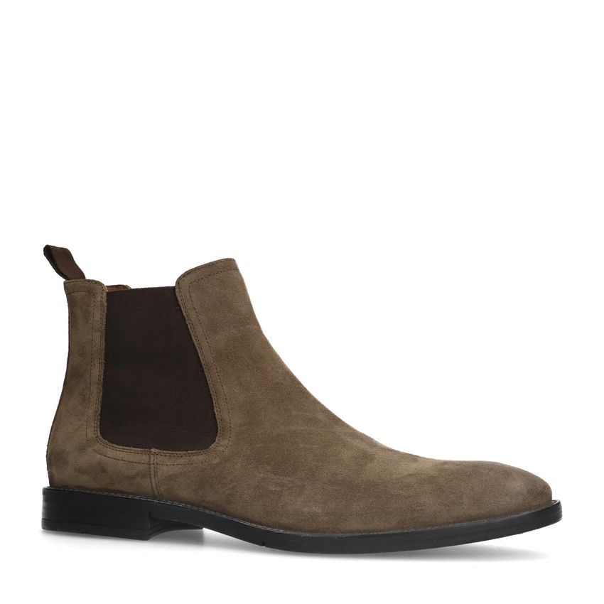 Manfield Taupe suède chelsea boots