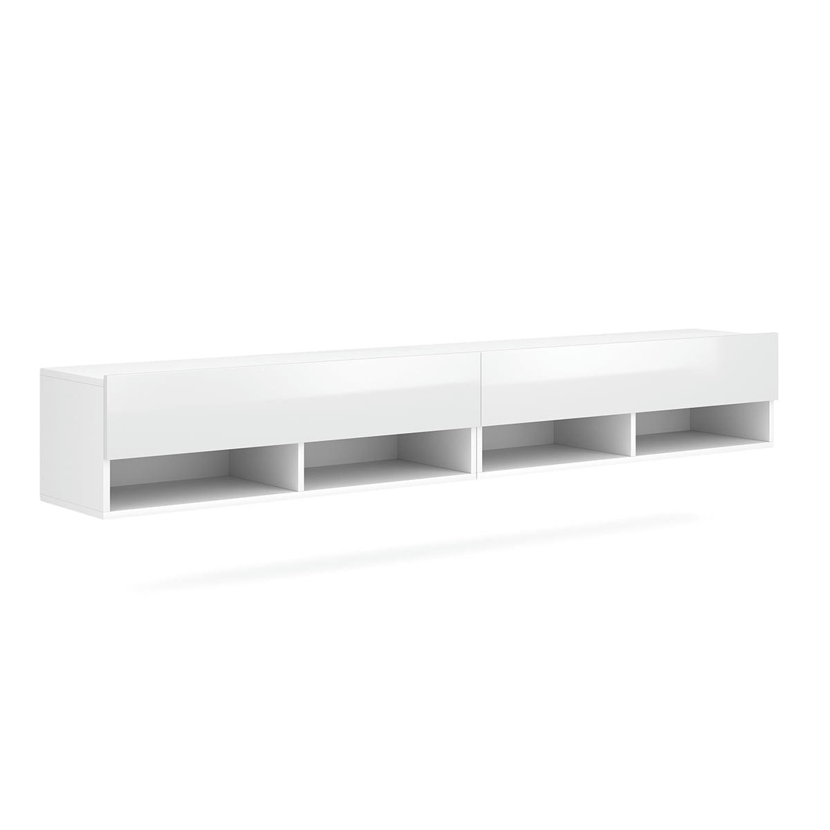 DERBY 280 - Meuble tv mural 2 portes 280 cm blanc