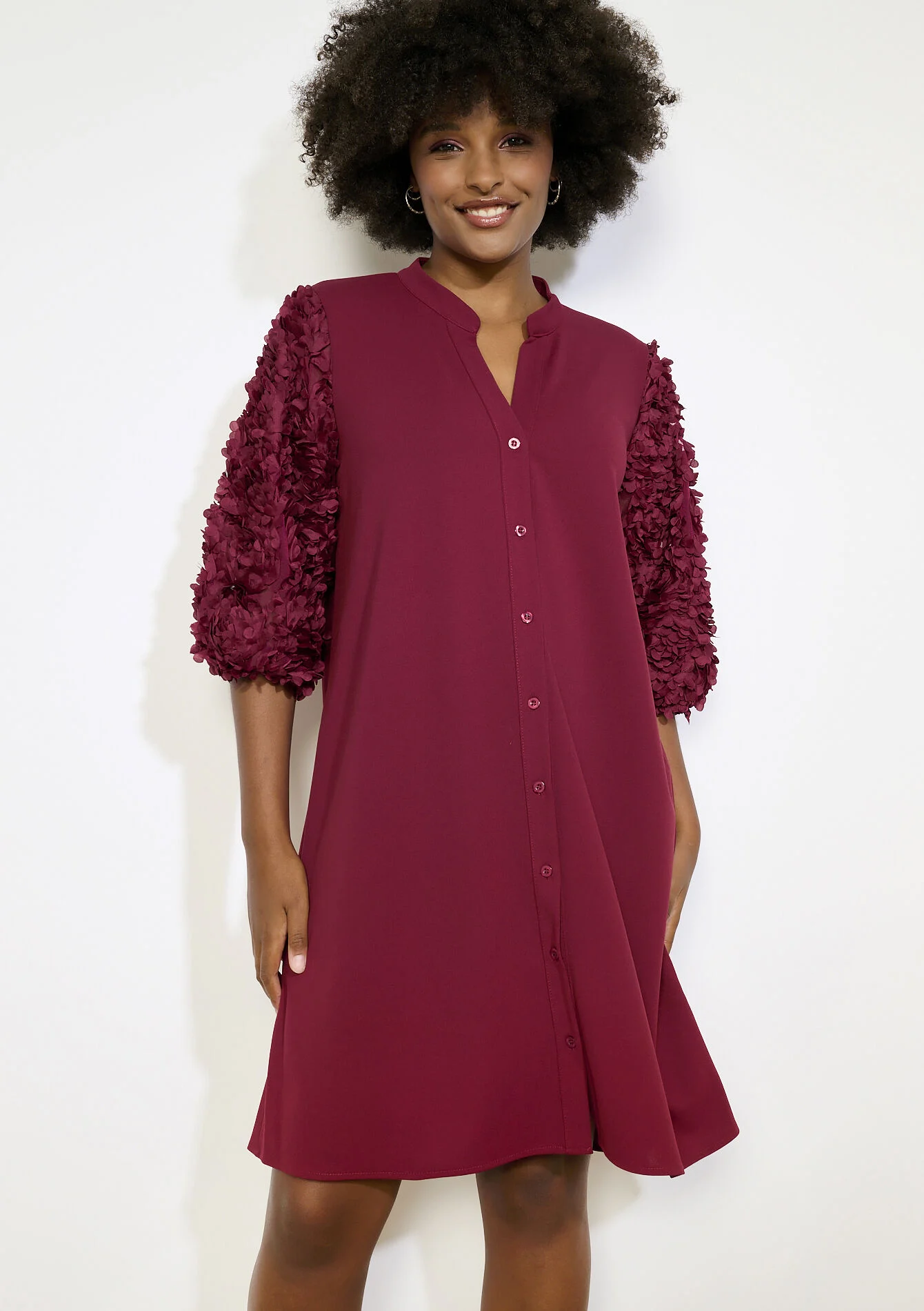 Jurk met structuurmouwen