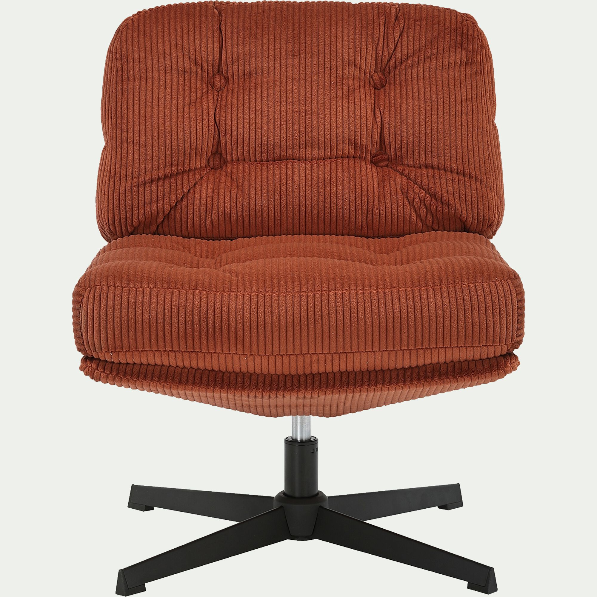 KIARA - Chaise pivotante en velours côtelé et piétement en fer - brun rustrel