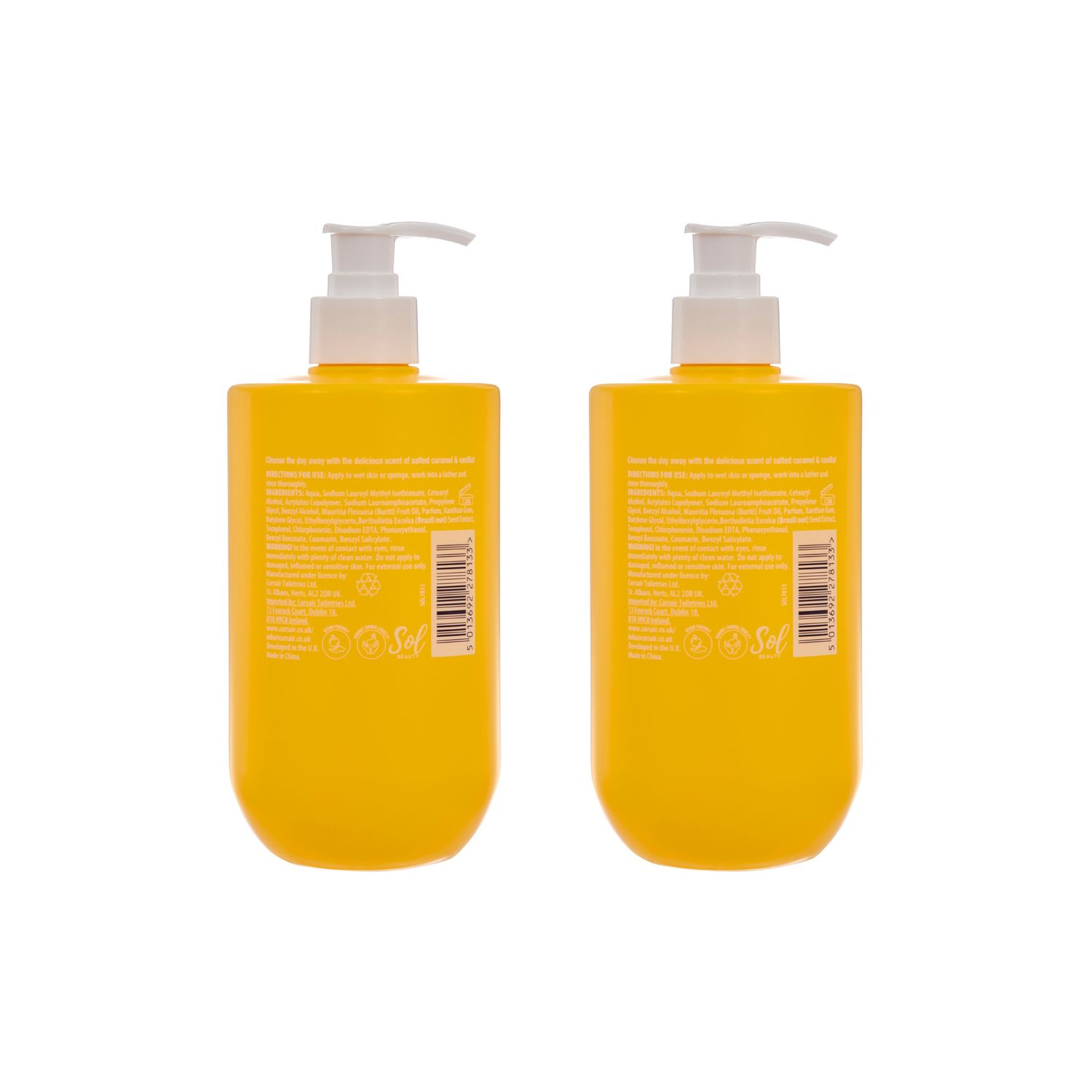 SOL Beauty Shower Cream Salted Caramel Vanilla Scent Brazil Nut Extract 500ml